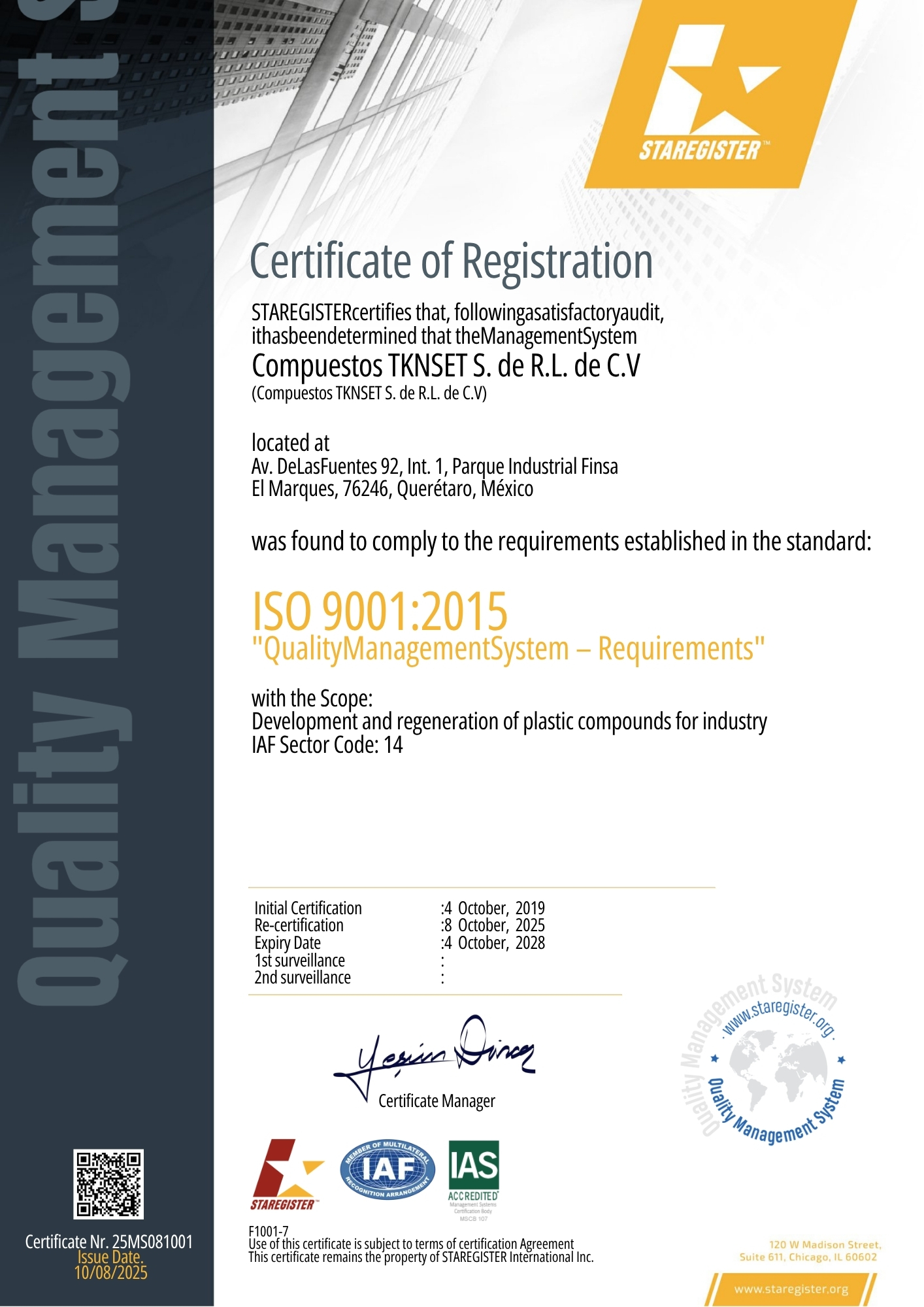 Certificado ISO 2025